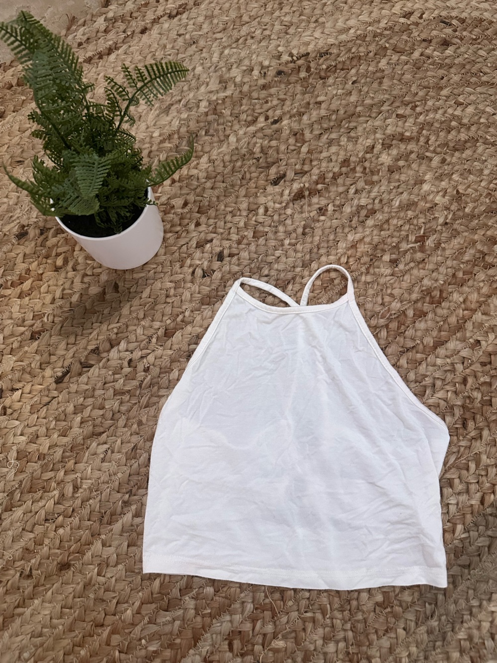 White Women's Cropped Halter Tank Top